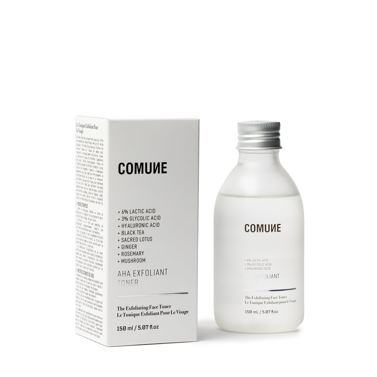 COMUNE AHA EXFOLIANT TONER AND BOX PACKAGING