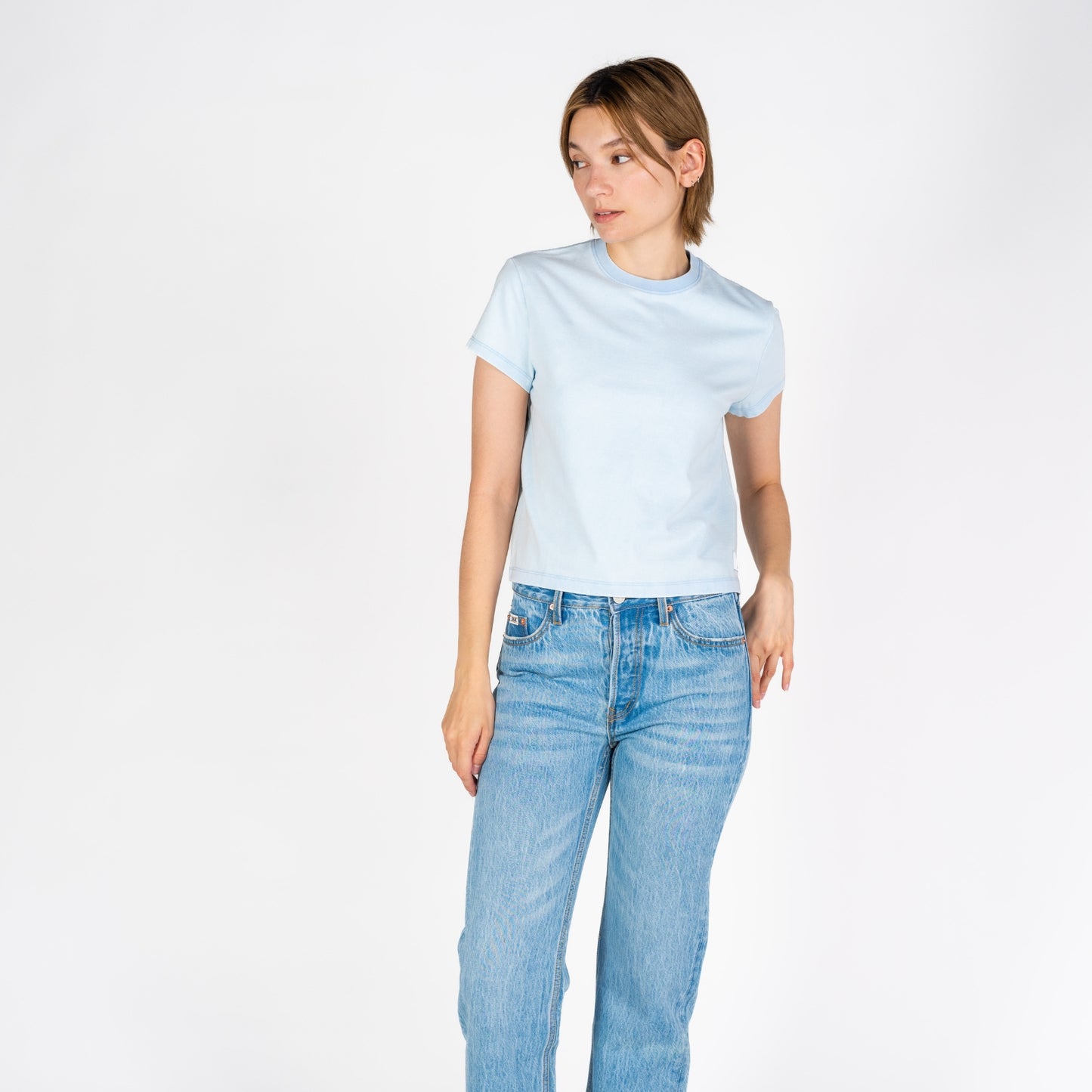 Beverly Crop | Faded Sky Blue